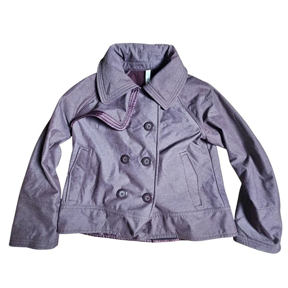 Lululemon Athletica Coco Softshell Pea Coat Double Breasted Bordeaux Drama 12